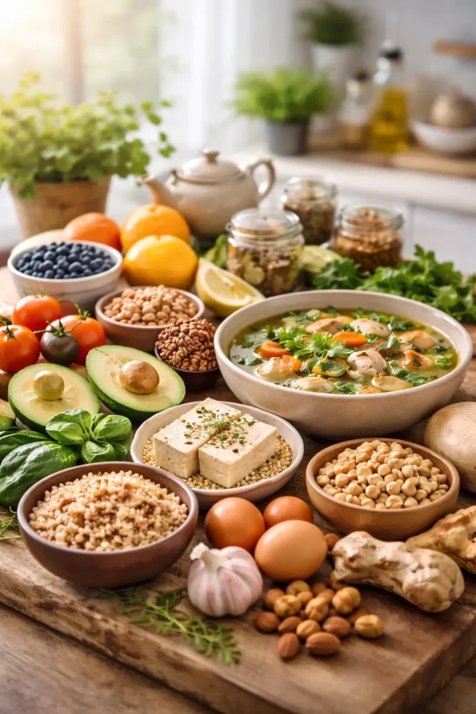 De traditionele Chinese geneeskunde suggereert dat een evenwichtig dieet de regulering van symptomen van algehele malaise beïnvloedt.